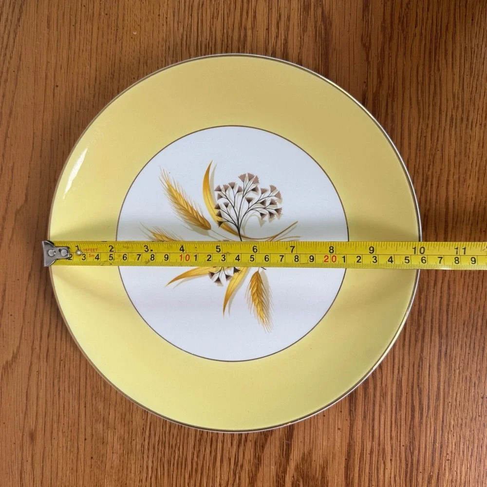 Century Service Corp Autumn Gold Wheat Plate Yellow Rim Semi Vitreous Dinnerware
